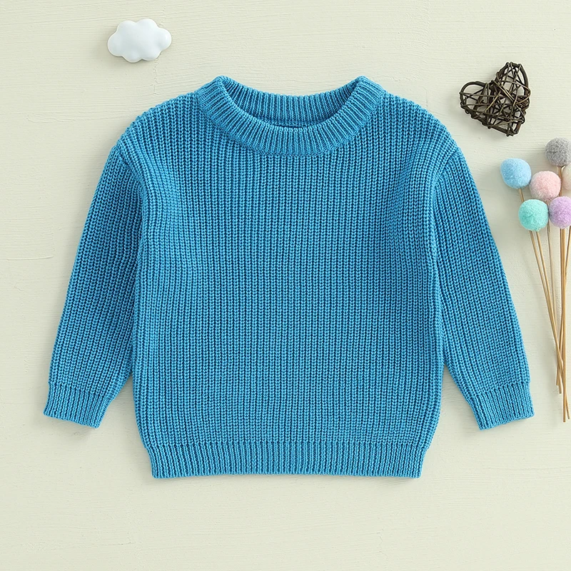 Autumn New Children Clothing Baby Boys Girls Sweater Long Sleeve Solid Color Knit Clothes Newborn Knitwear Pullover Top