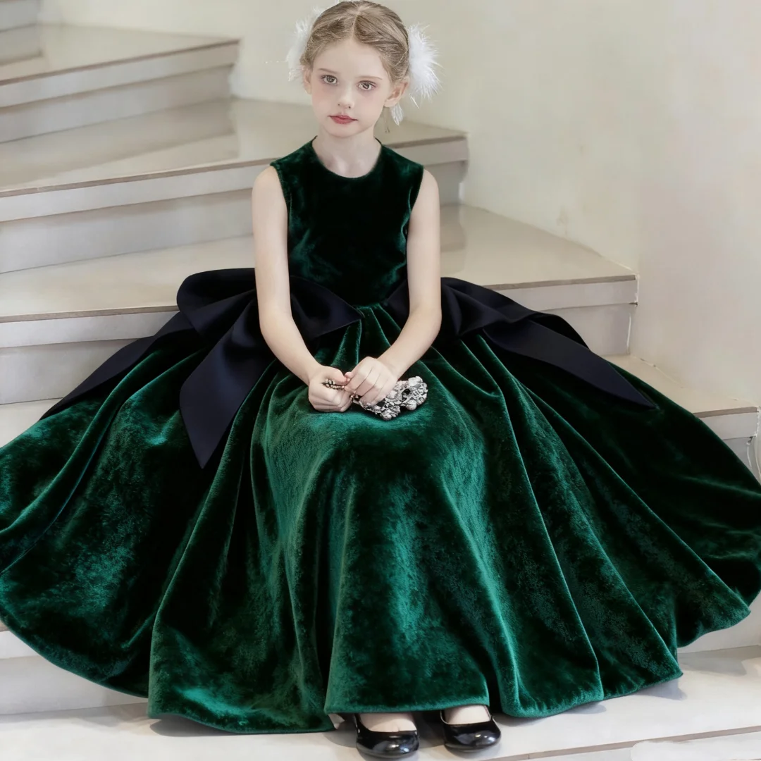 Elegant Little Princess Flower Girl Dress Long Dress for Evening Banquet Performance Birthday Party First Communion Gowns