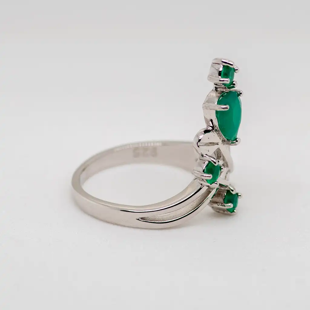 Gem\'s Ballet 0.97Ct Natural Green Agate Gemstone Ring Solid 925 Sterling Silver Flower Ring For Women Wedding Fine Jewelry