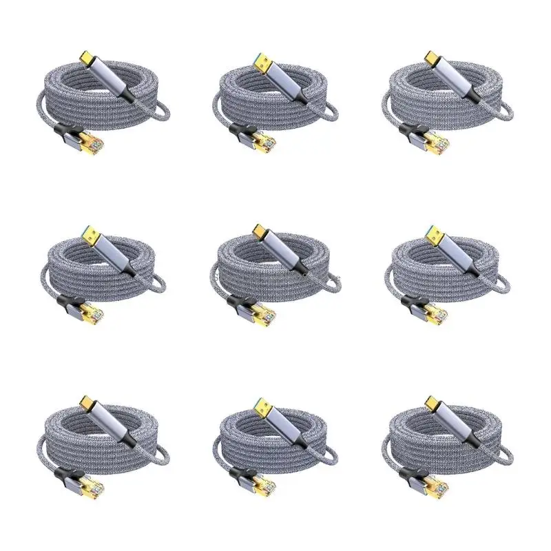 Type C/USB Ethernet Link Cable with RJ45 Access, Up to 1000 Mbps Support and Molded Strain Relief at Both Ends for Host Devices