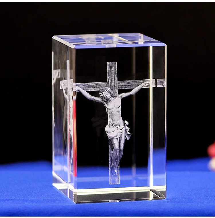 Efficacious HOME family Talisman-Jesus Christ On Cross  the crucifixion Christ on cross Religious Figurine 3D Crystal statue