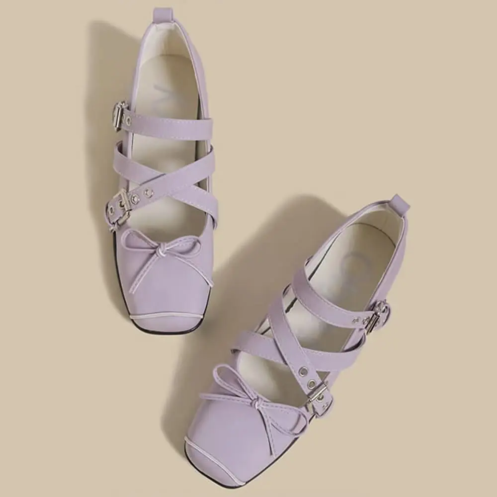 Scarpe da donna Nuova Primavera Punta quadrata One-line Fibbia Fibbia Decorazione Scarpe da donna Outdoor Pendolarismo quotidiano Zapatos De Mujer