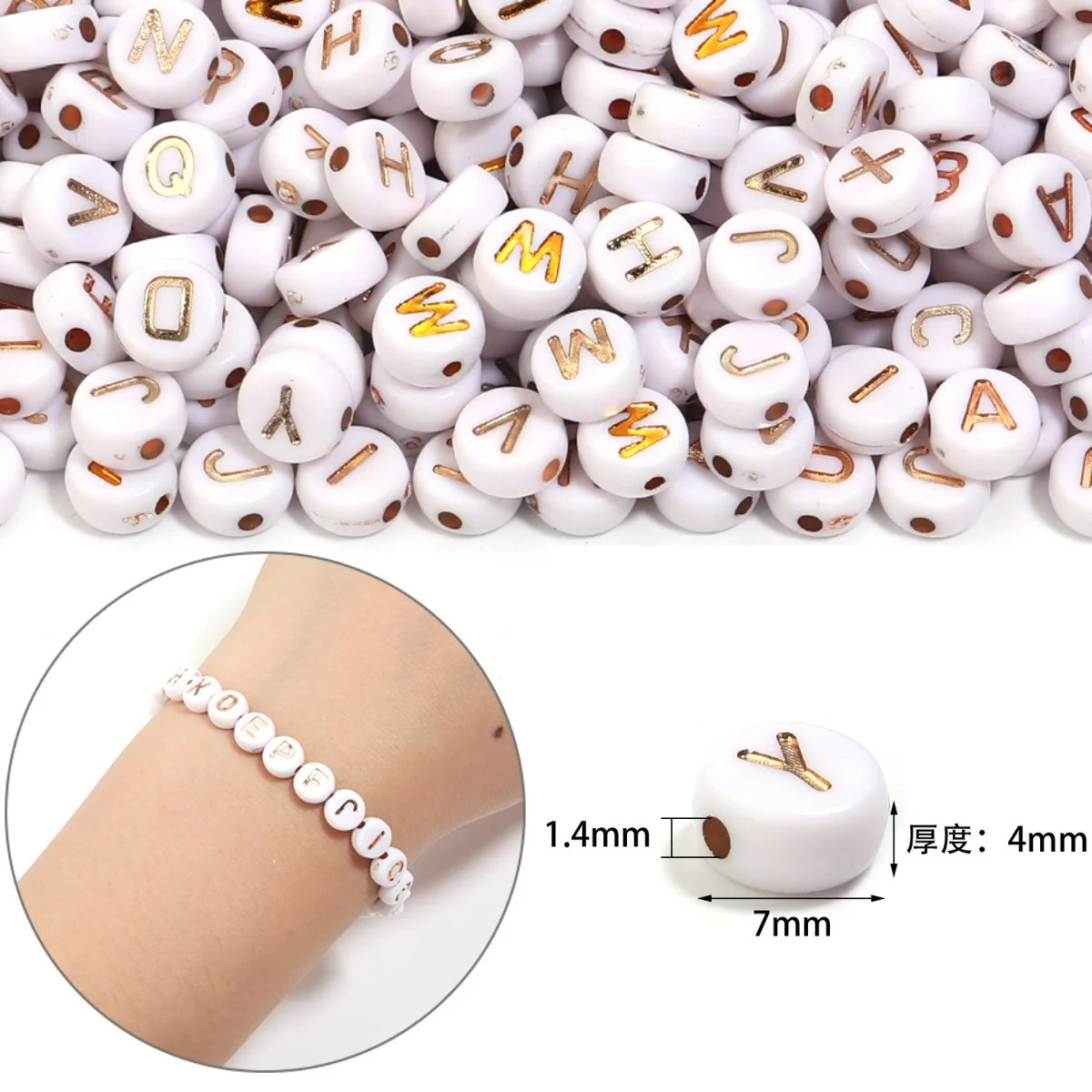 100Pcs Round Letter…