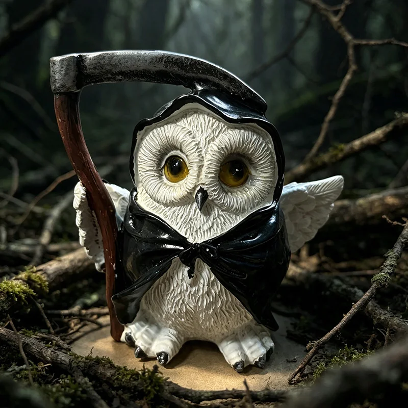 Décoration de bureau en forme de hibou, cadeau d'Halloween, ornement en céramique