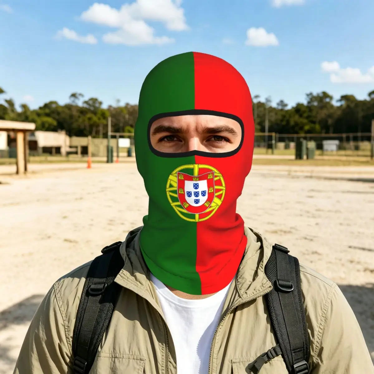 Vertical Flag Of Portugal Outdoor Cool Sunscreen Motorcycle Face Mask Moto Biker Wind Cap Mask Stopper Windproof Headgear