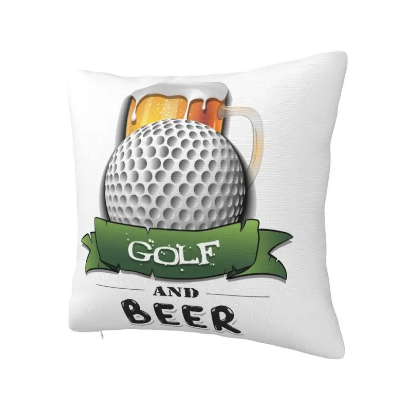 Golf Ball And Beer Cushion Cover 55x55 cm Polyester Velvet Throw Pillow Case For Sofa Chair Home Decoration Pillowslip