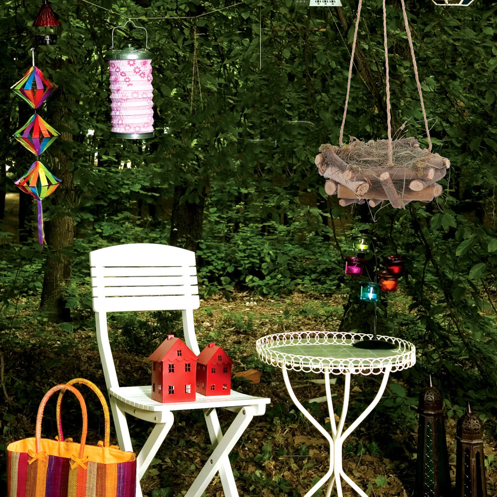 

Hanging Bird Nest Decor Straw Woven Craft Ornament for Parakeet Nest Small Birds Natural Style Garden Indoor Outdoor Decoration