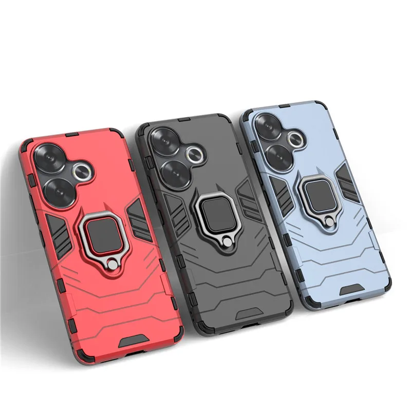 

For POCO F6 Case For Poco F6 5G Cover 6.67 inch Shockproof Armor Ring Holder Protective Bumper For Xiaomi POCO F6 5G