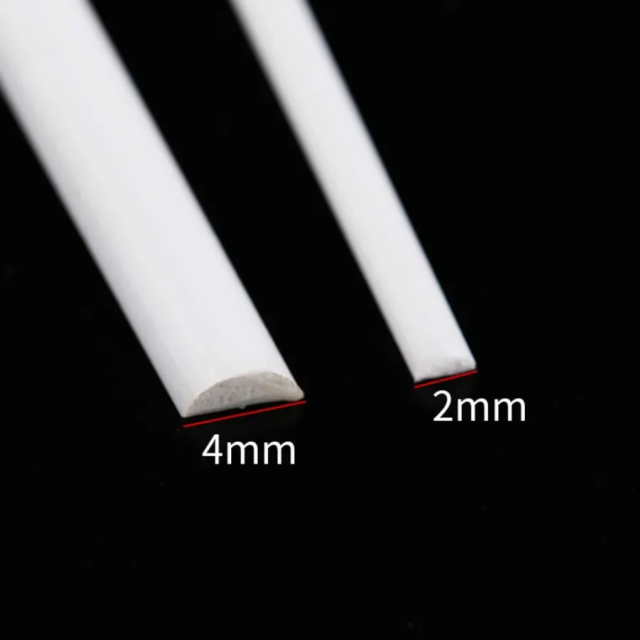 100pcs 1-5mm Scale ABS Smooth Plastic Model Half Round Rod For Architectural Model Layout Making Materials