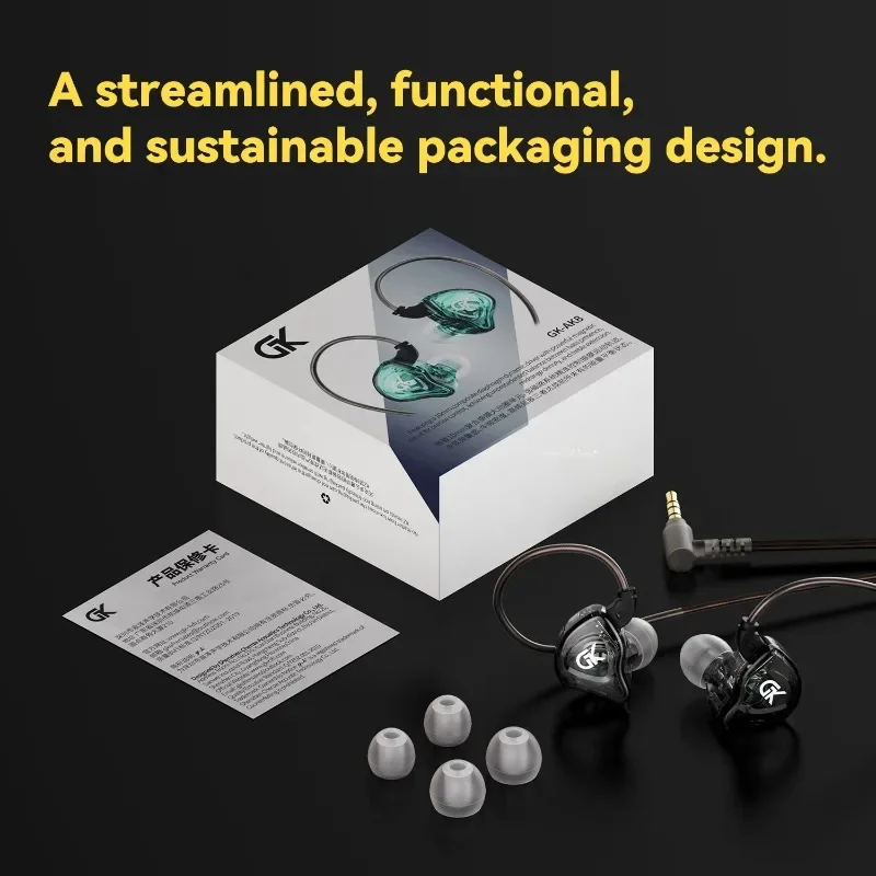 

GK AK8 Dynamic Driver Mobile Gaming Headphones in-Ear Heavy Bass Wired Headphones with Remote Controls