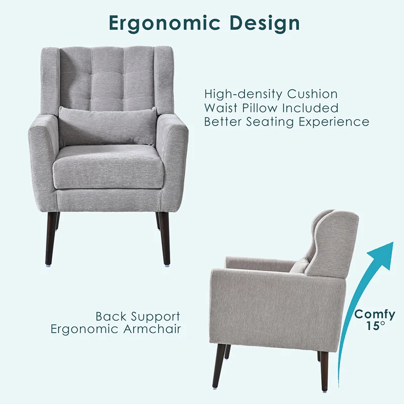 Modern Accent Chair,Chenille Arm Chairs for Living Room,Upholstered Mordern Armchair,Comfy Soft Padded Lounge Chair in Small Spa