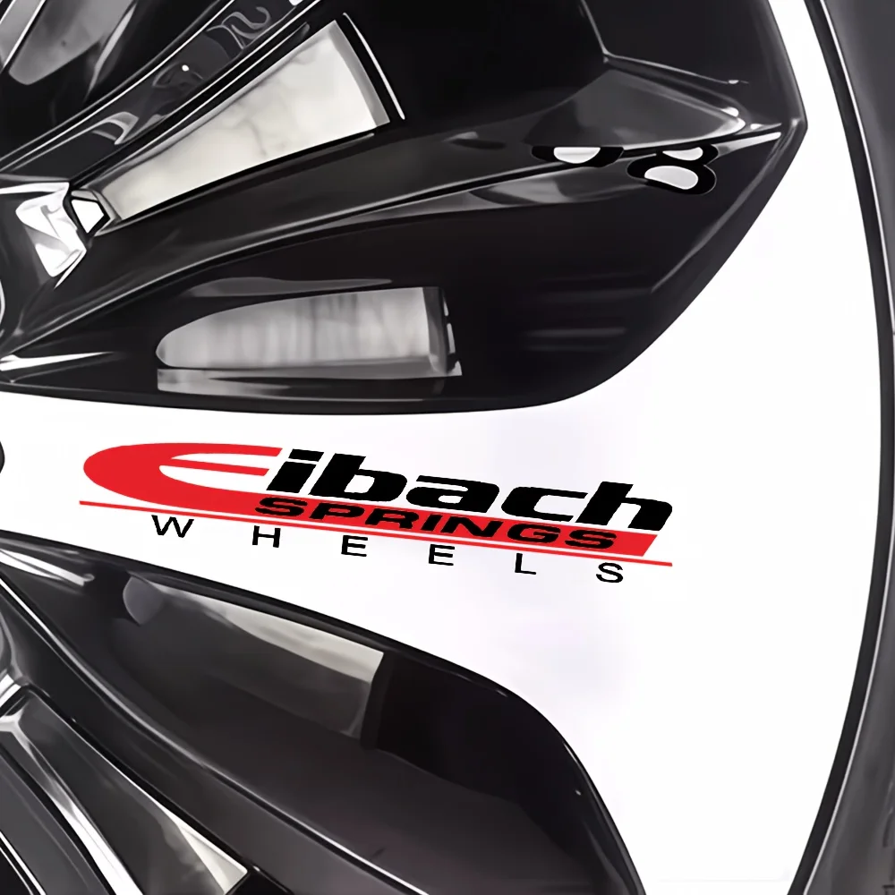 4 pegatinas de vinilo Eibach para ruedas con logo E rojo, calcomanías impermeables para llantas, ventanas y carrocería de coche