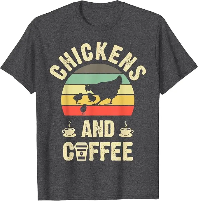 Ich mag Hühner & Kaffee Lustiges Vintage-T-Shirt mit Haustier-Motiv für Liebhaber Y2k Farmer Grafik Vintage Spruch-T-Shirt Lifestyle Weiche Baumwoll-Tops – Detail 8