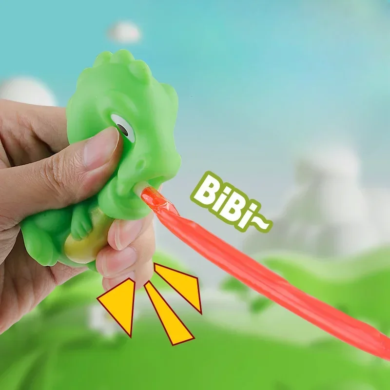 Creative Cartoon Frog & Dinosaur Squeeze Pinch Toys Sticking Tongue Out Stress Relief Toy Funny Christmas Gifts for Children