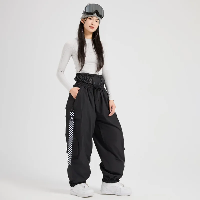2026 Women Skiing Pants Warm Breathable Hooded Zipper Windproof Outdoor Ski Pant Waterproof Solid Snowboarding Snow Pants New
