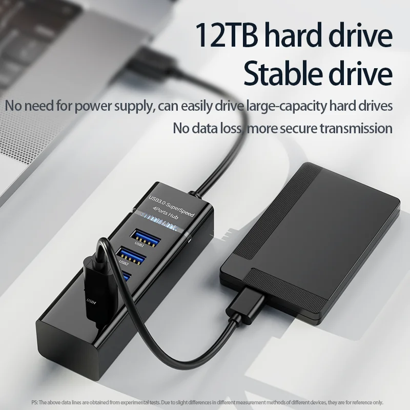 Hub USB 3,0 2,0 de 4 puertos, divisor de alta velocidad para discos duros, unidad Flash USB, ratón, teclado, adaptador extendido para portátiles