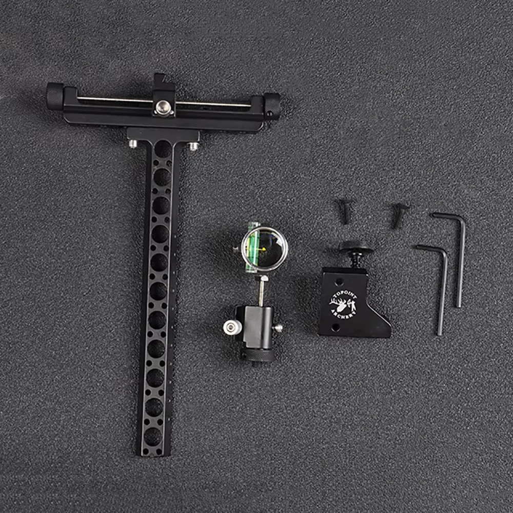 TP8510 Archery Target 1 Pin 0.059&quot Compound / Recurve Bow Sight With 4x lens Micro Adjust Long Pole Hunting Shooting