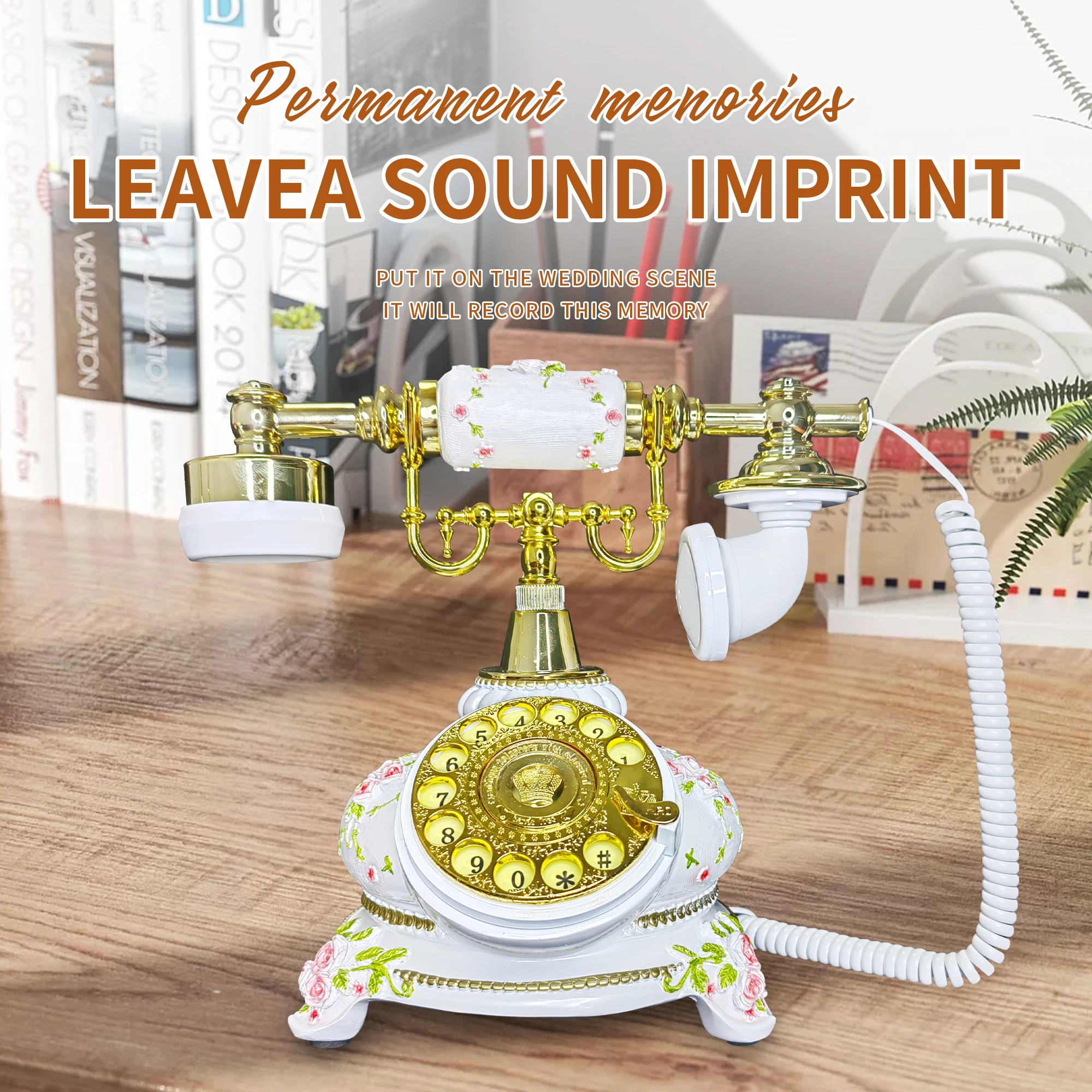 Rotary retro telephone, antique style landline, European style rotating recording and message board, creative and fashionable re