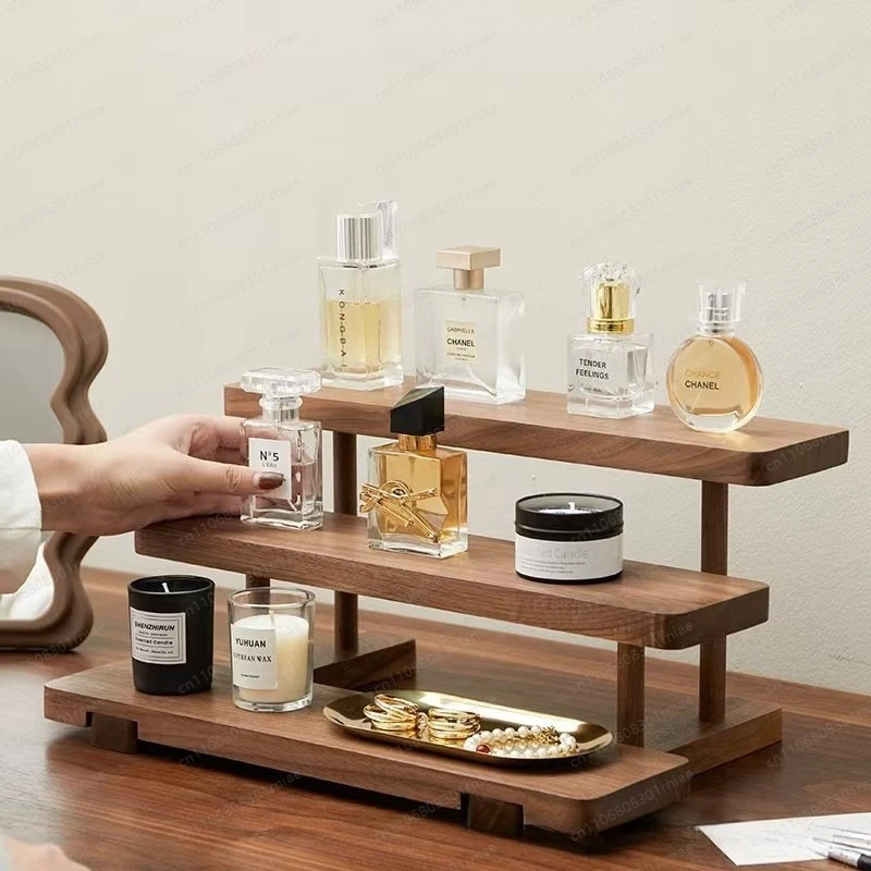 Desktop shelf Solid wood multi-layer storage rack Multifunctional display rack Perfume display Wooden aromatherapy ornament rack