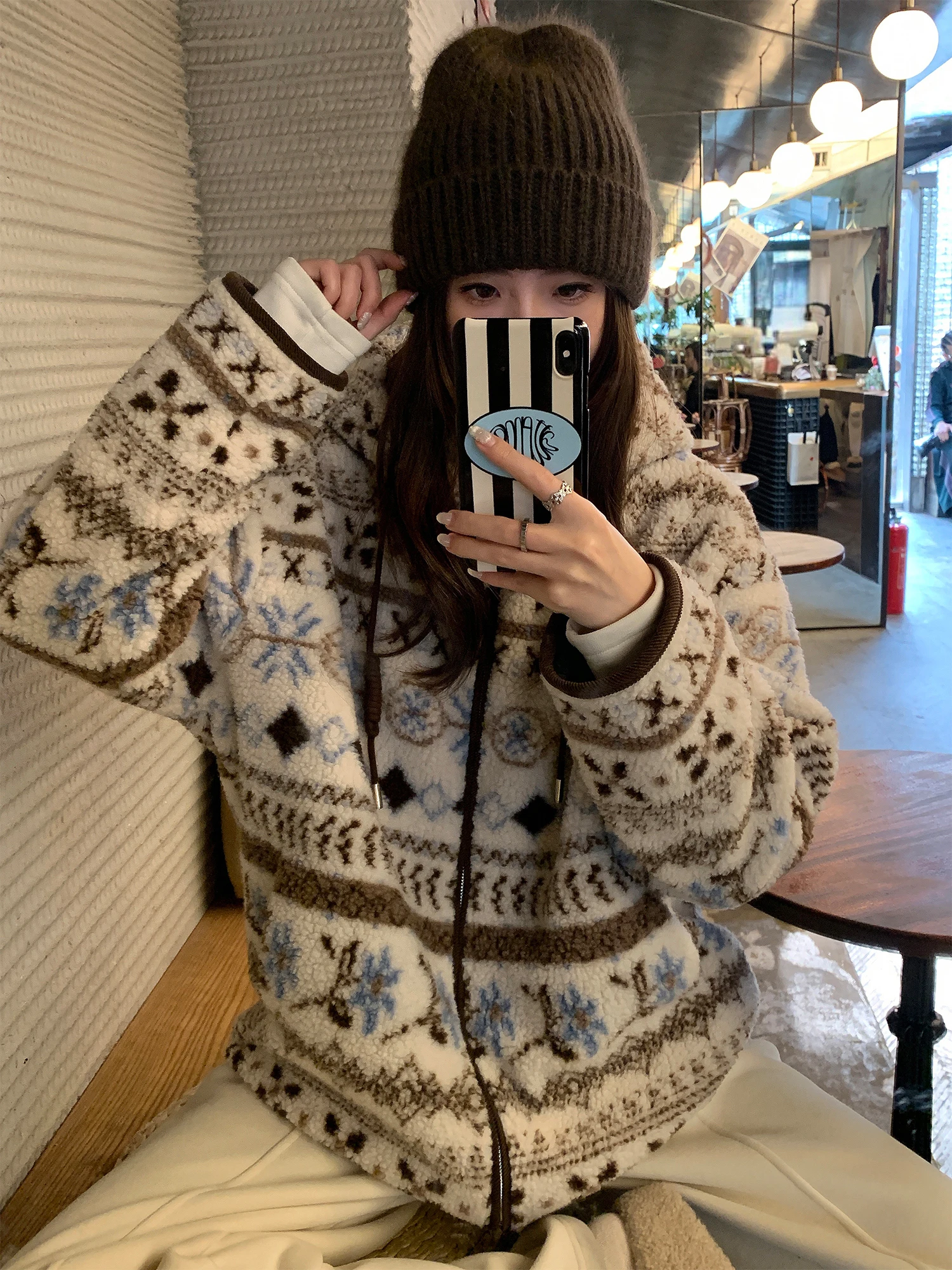 

Утепленное пальто Thiened Cisas Aosphere Ai Warm Fce Isle для женщин, зимняя верхняя одежда из искусственного меха ягненка, повседневное, свободного кроя