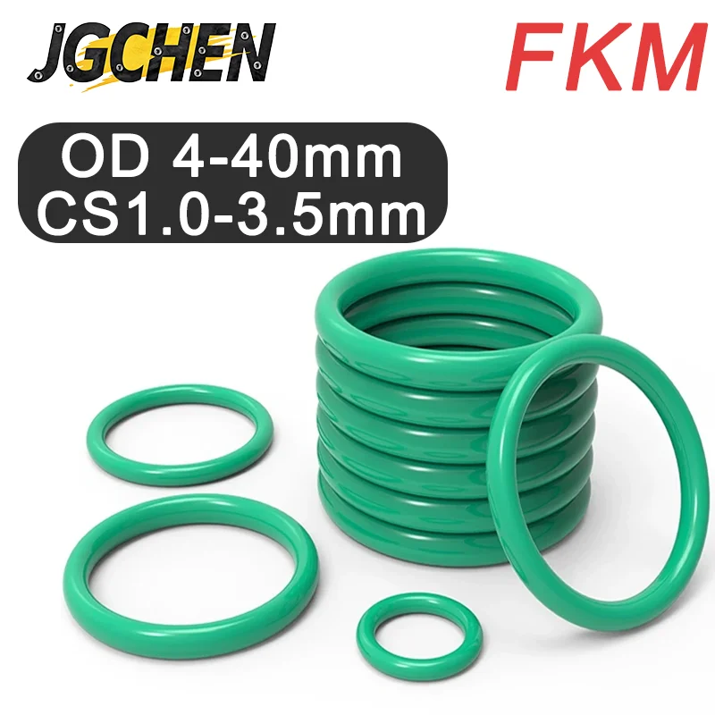 

4-40mm FKM O Ring Sealing Gasket Green Fluorine Rubber Insulation Corrosion Resistant Heat Faucet Plumbing Automotive Gasket