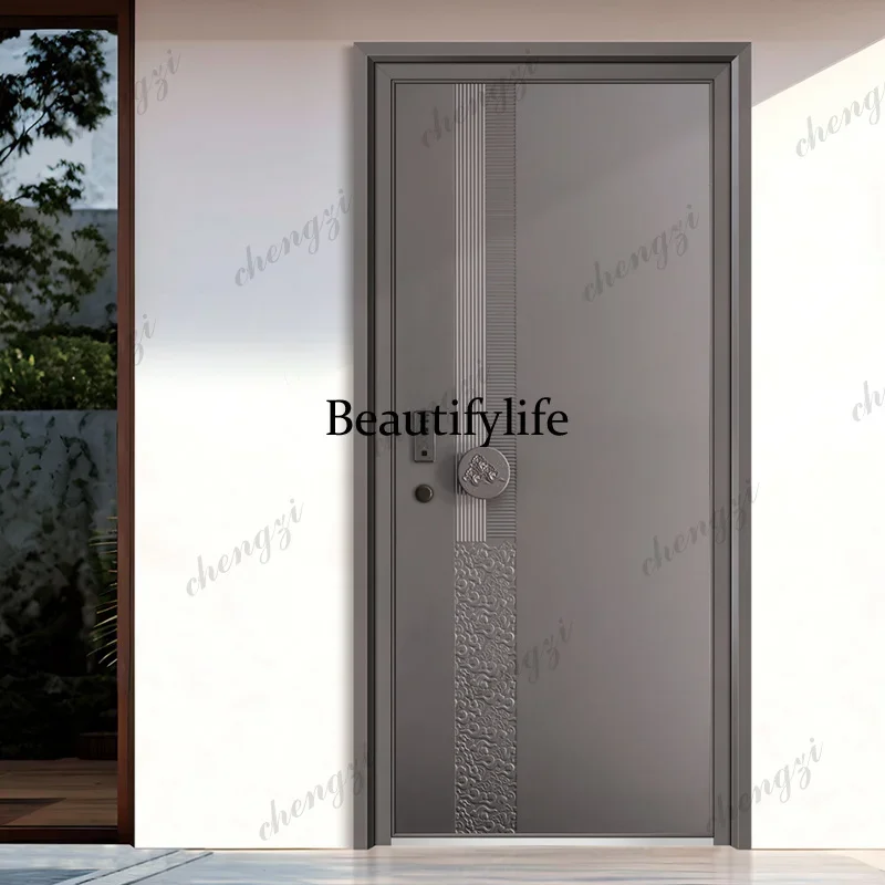 K153   Customization Postmodern Stainless Steel Anti-Theft Door Aluminum Alloy Construction High-End Residential Villas Malls