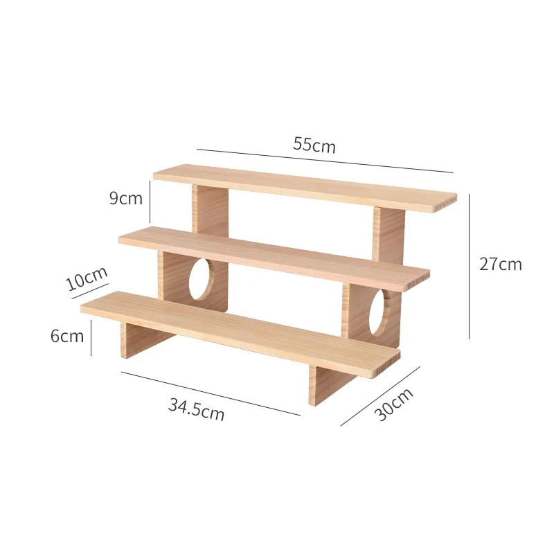Solid wood multi-layer flower stand simple handmade multi-functional display stand household balcony storage mechanism