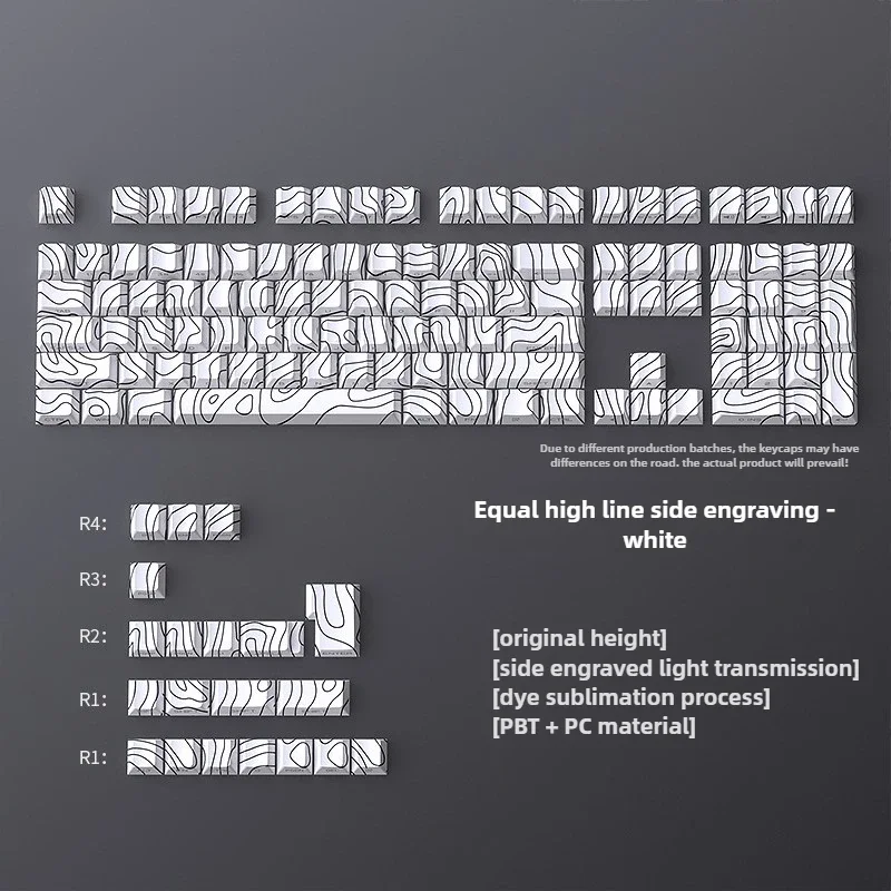 Contour 3.0 Keycap Set Original Height 128 Keys Five-sided Sublimation Crack Custom Keycaps for Mechanical Keyboard Caps PC Gift