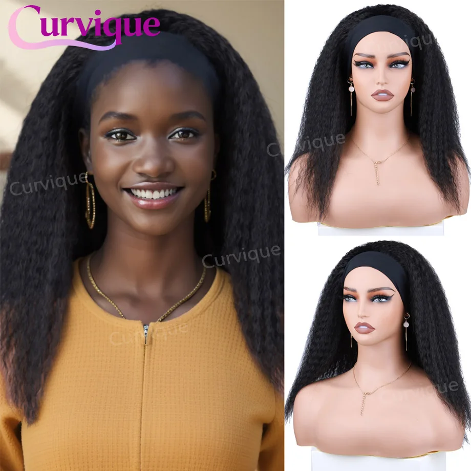 

Headband Wigs Human Hair Brazilian Kinky Straight Glueless Wigs Ready To Wear Yaki Straight Headband Human Hair Wig for Woman