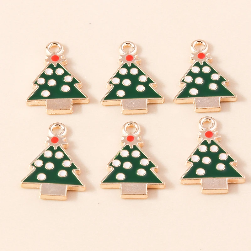 20 Stück gemischte niedliche Emaille-Weihnachtsbaum-Anhänger für die Schmuckherstellung, Tropfenohrringe, Halsketten, Armbänder, DIY-Bastelzubehör – Detail 5