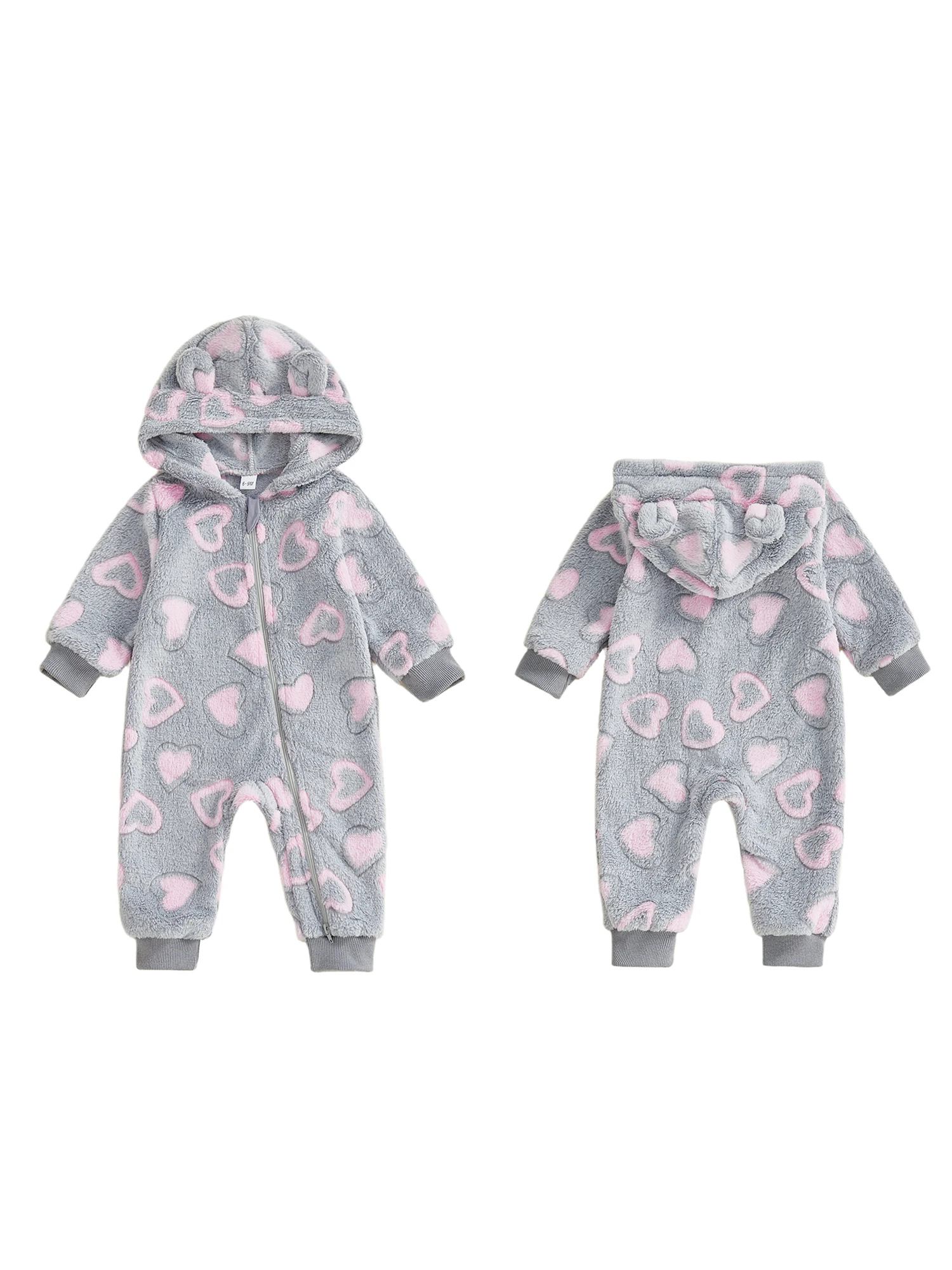 

Cute Infant Snowsuit with Adorable Bear Print and Cozy Fleece Lining Warm Winter Hooded for Baby Boy or Girl
