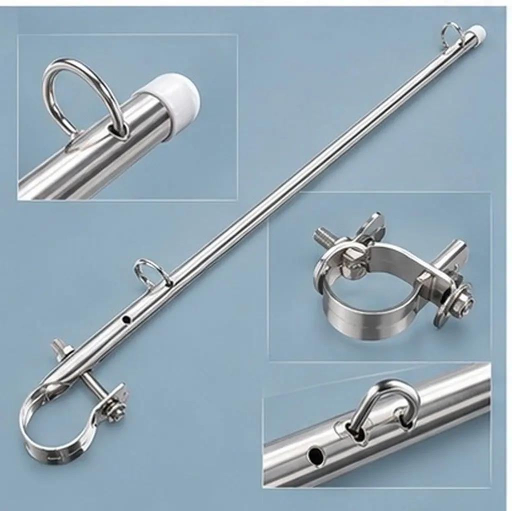 Robust Stainless Steel Marine Boat Flagpole Yacht Flag Mount Flag Holder for Outdoor Sailing Windproof Water Resistant Support