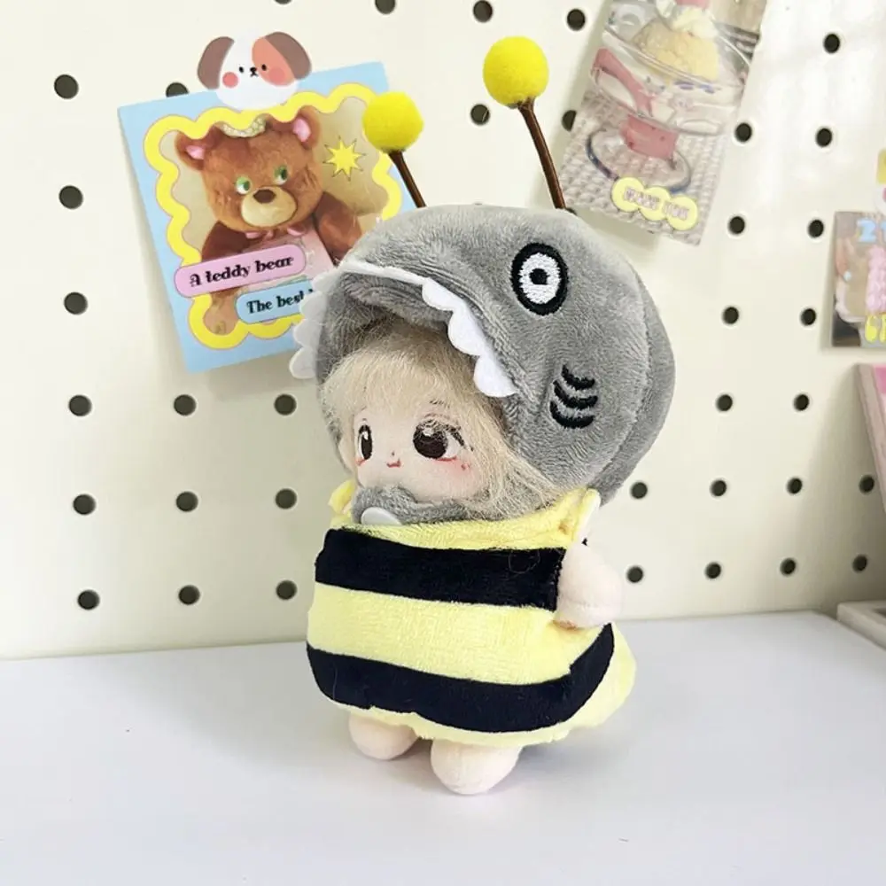 Shark and Bee 10cm Cotton Doll Clothes Cartoon Jumpsuit 10cm Idol Doll Outfit Multicolor Two Piece Suit Doll Changing Dressing