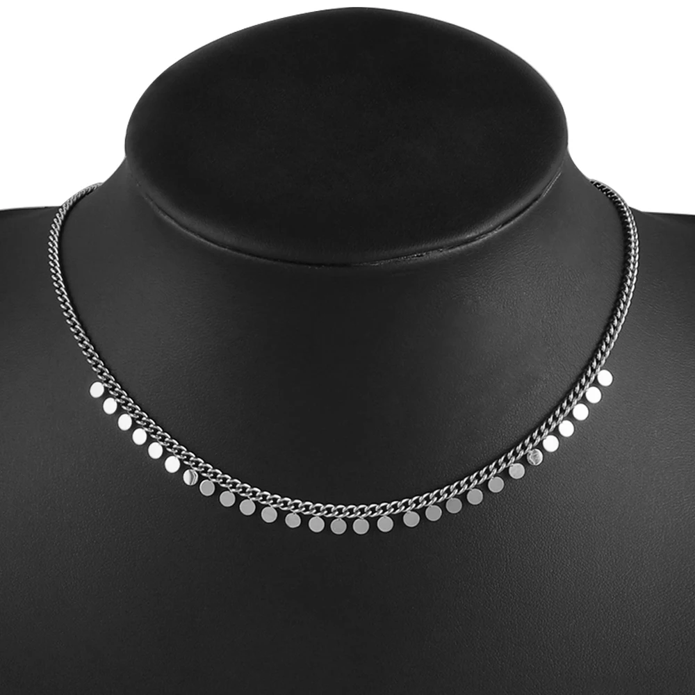 316L Stainless Steel Round Tassel Pendant Necklace For Women Fashion Gold Color Chain Necklaces Jewelry