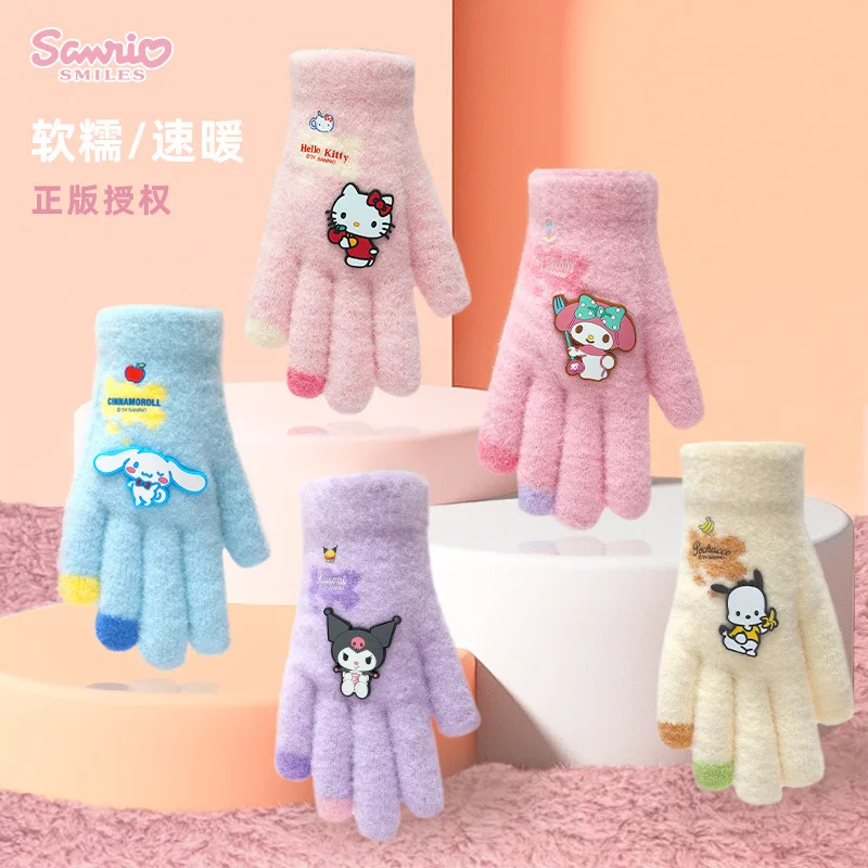 Sanrio children's knitted gloves Kuromi new children's writing gloves girls warm fall and winter gloves