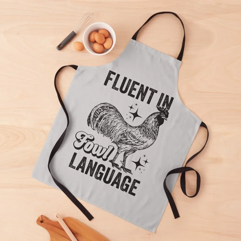 

Fluent in Fowl Language - Funny Swearing Apron Waiter Uniforms for kitchen useful women's work manicurist Apron