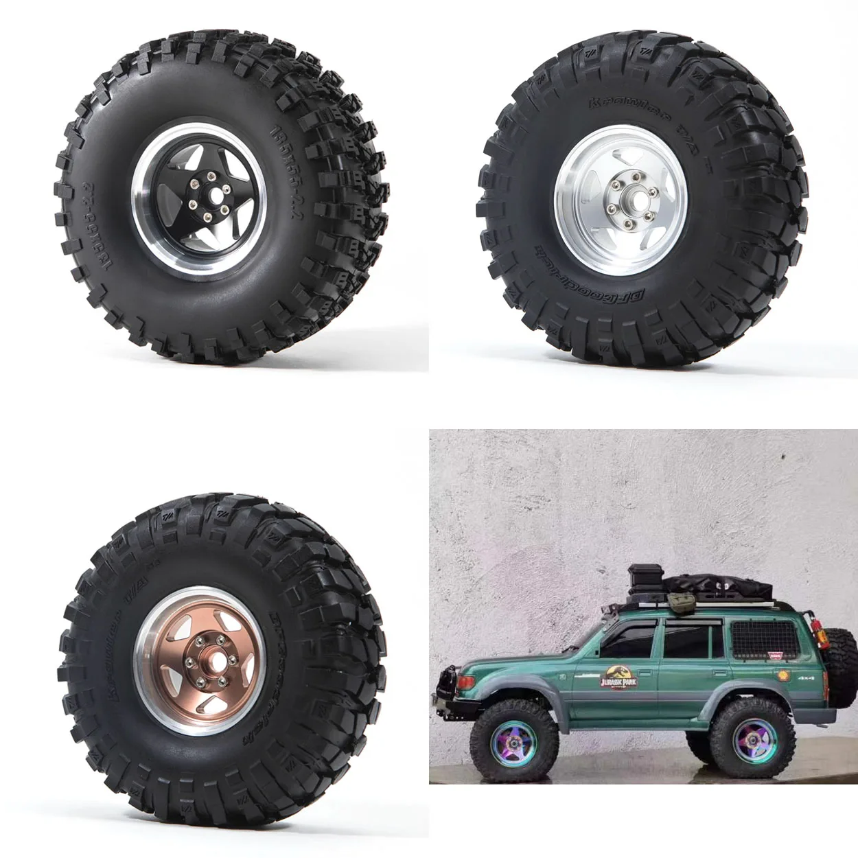 시뮬레이션 타이어 휠 클라이밍 자동차 휠 허브, 2.2 인치, 4 개