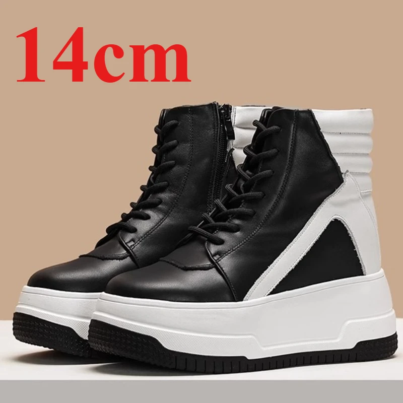 

Повседневная женская обувь, увеличивающая рост, туфли-лифты из натуральной кожи диаметром 14 см, удобные легкие высокие туфли