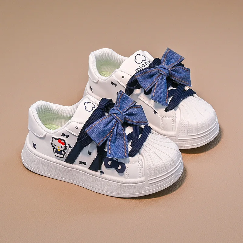 

Kids'Casual Shoes Sneakers Cartoon Hello Kitty Bow PU Leather For Girls Printed Anti-slip Breathable Blue Shoes Size 28-37