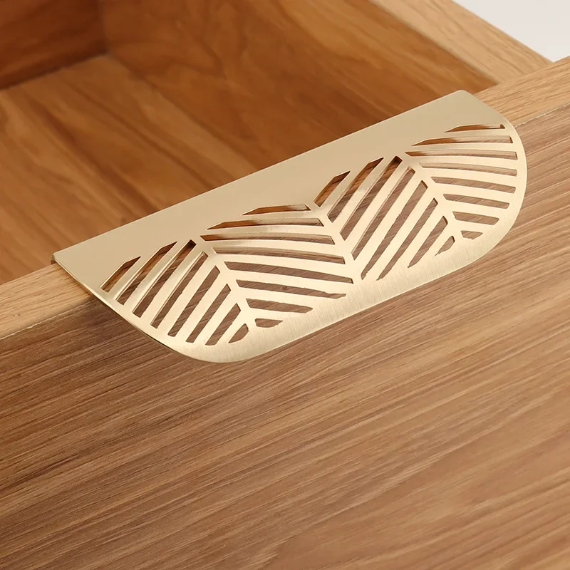 New Leaf-shaped Modern Furniture Drawer Brass Handles Furniture Wardrobe Drawer Knob Brass Door Handles Wholesale