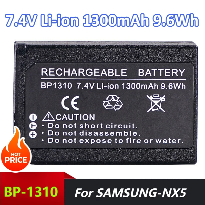 

7.4V 1300mAh Camera Batteries for Samsung SAMSUNG-NX5 NX10 NX11 NX20 NX100 BP-1310 Battery