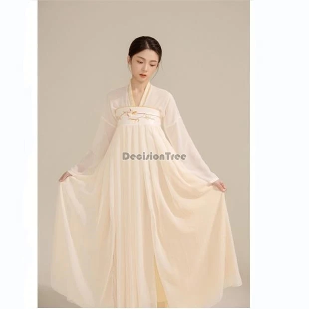 

Улучшенный комплект ханьфу в стиле династии Тан 2025 года, женский, с длинными рукавами, с завышенной талией, элегантный, свободный, для танцев.