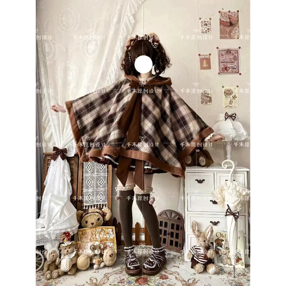 Qianmu Lolita Autumn Winter Cape Cloak - Full Set