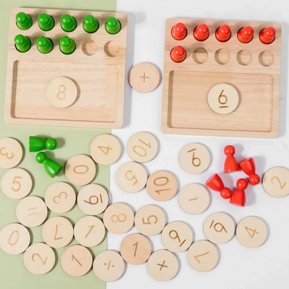 Montessori Wiskunde Speelgoed Kleurrijk Alfabet Nummer Vorm Passend Houten Bord Baby Vroeg Educatief Leerspeelgoed Lesmateriaal