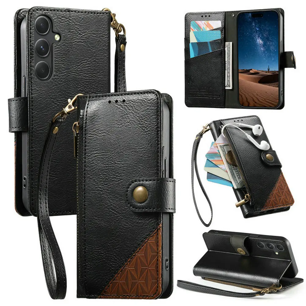 A57 A 37 17 A07 5G 4G Flip Case For Samsung Galaxy A17 Lanyard Zipper Leatherr Wallet Funda For Galaxy A07 A17 A37 A57 Cover