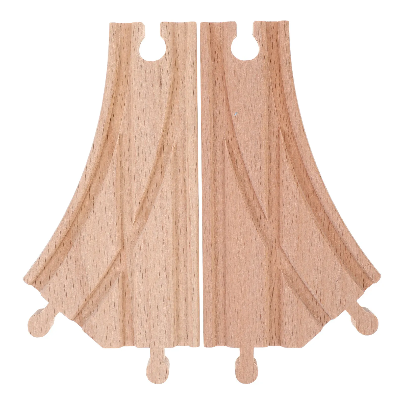 

2Pcs Wooden Train Track Accessories Multi-Directional Switch Track Sections Educational Railway Pieces Compatible Train