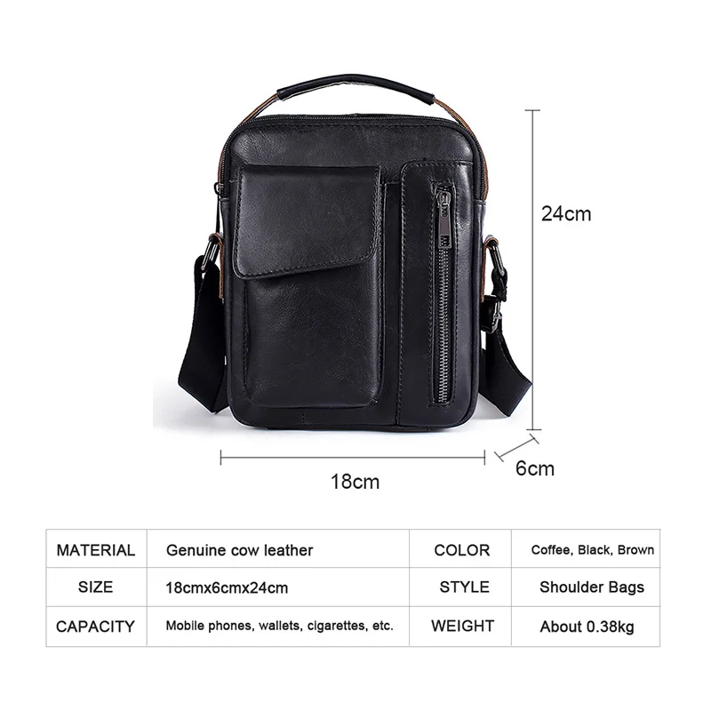 Imagem -02 - Bolsa Crossbody de Couro Genuíno Masculina Bolsa de Ombro Bolsa Pequena Bolsa com Zíper Mensageiro Masculino 8211