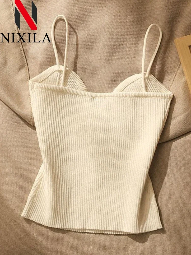 Women's Summer Halter Neck Sleeveless Crop Top Small Perfume Style Knit Undershirt External Wear Fashionable Casual Clothing