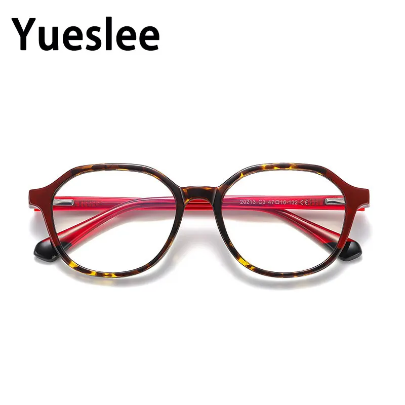 

54572 Tr90 Fashion New Blue Light Blocking Brand Round Glasses Frame Stitching Color Youth Literature Eyeglasses