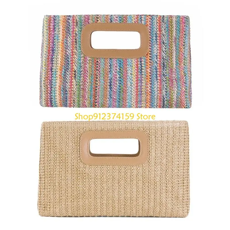 

G5AE Evening Clutch Purse Handbag Straw Shoulder Crossbody Bag Summer Beach Bags